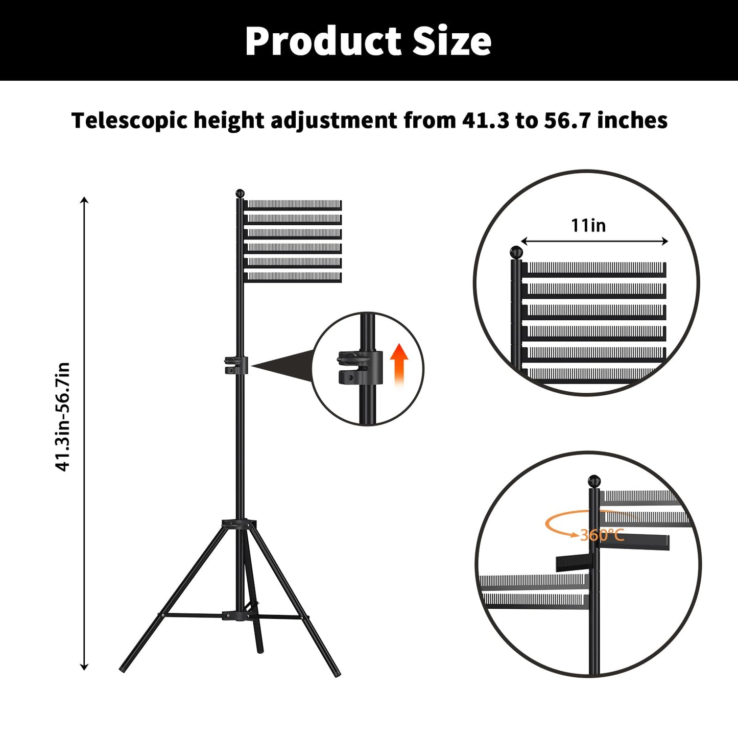 ikare Hair Extension Holder Tripod - Height Adjustable Braiding Rack Stand for Hair, Metal Braid Rack for Hair Braiding Stand, Hair Separator
