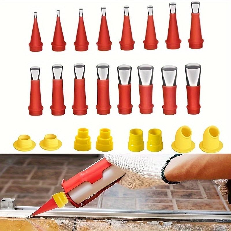 9-Piece Caulking Finisher Kit - Reusable Nozzle Applicators with 6 Nozzles & 3 Connectors | Ideal for Bathroom, Doors & Windows