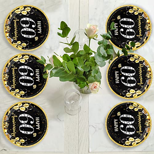60th Wedding Anniversary Paper Plates - 48 Disposable Dessert Plates