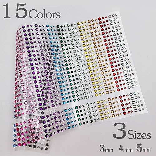 Rainbow & Clear Self-Adhesive Rhinestone Face & Body Gems - 1345 Pcs for Makeup, Nails, Hair & DIY Crafts