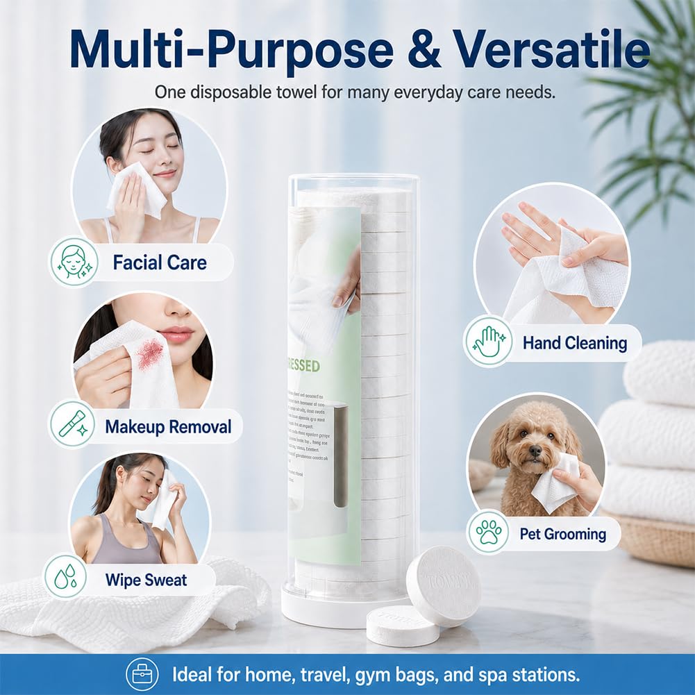 Compressed Face Towels - Portable Cotton Towels for Spa & Travel | 180 Pcs Option