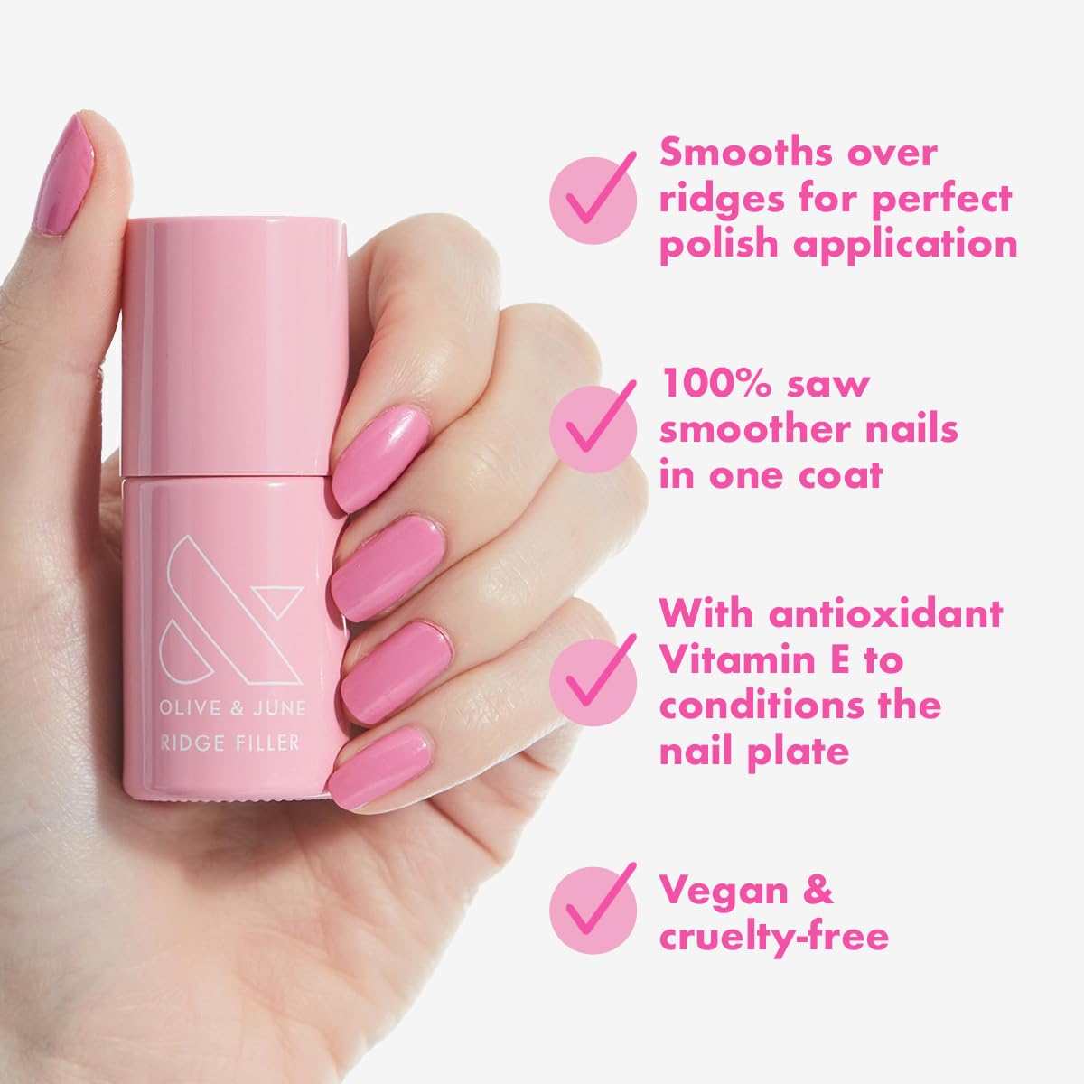 Ridge Filler Nail Base Coat - Smoothing Formula with Vitamin E & Silica | Vegan & Cruelty-Free | 0.46 fl oz