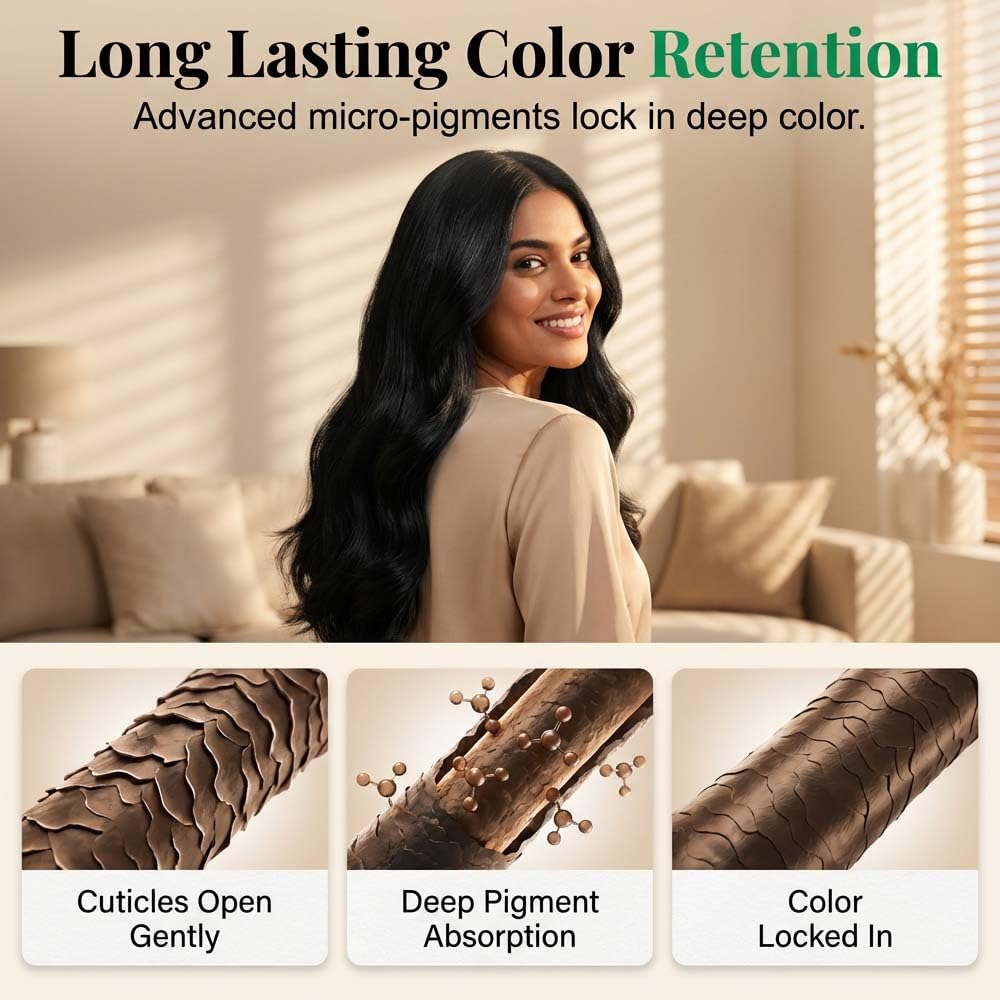Hair Dye Cream Comb - No Bleach Hair Color for Women & Men | Easy Root Touch-Up for Gray Hair (Black)