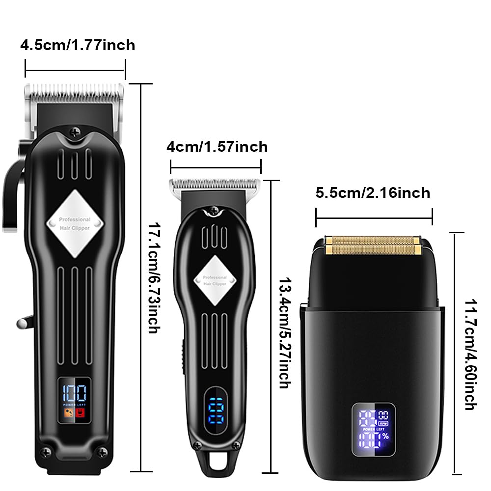 Roziapro Hair Clippers for Men Precise Close Cutting Beard Trimmer Rechargeable Barber Clippers Electric Nose Hair Trimmer Professional Hair Clippers Kit (Black)