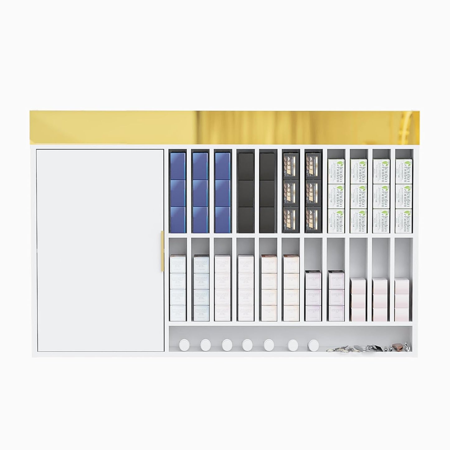 Wall Mounted Salon Station - Hair Color Rack Organizer with Adjustable Shelves | White