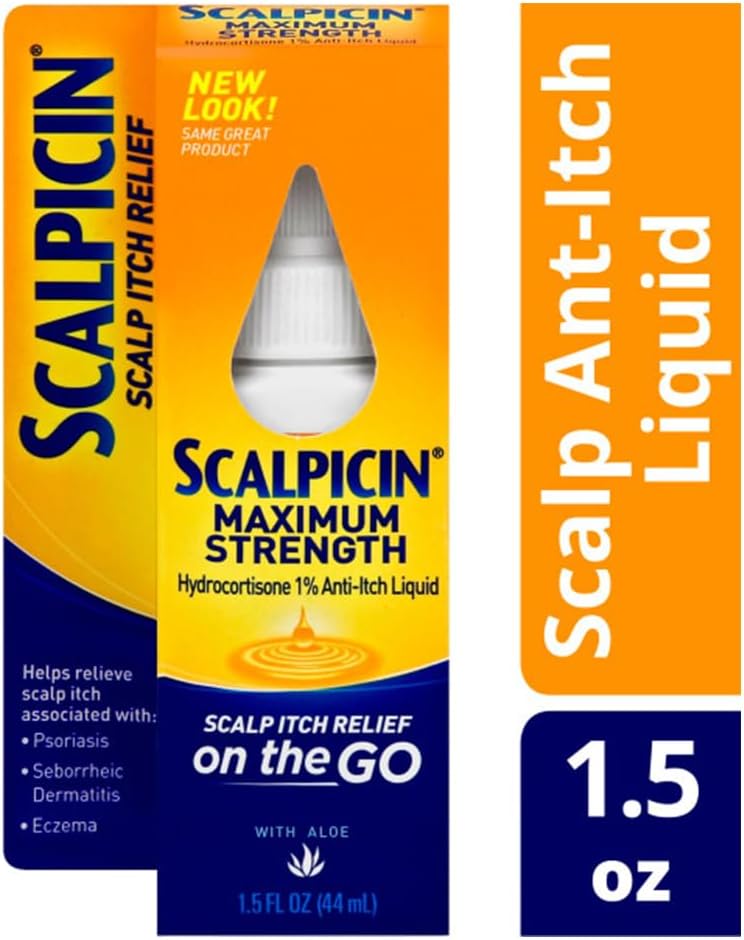 Scalpicin Maximum Strength Scalp Treatment - Fragrance-Free Liquid for Itchy Scalp, Dermatitis & Psoriasis | 1.5 fl oz