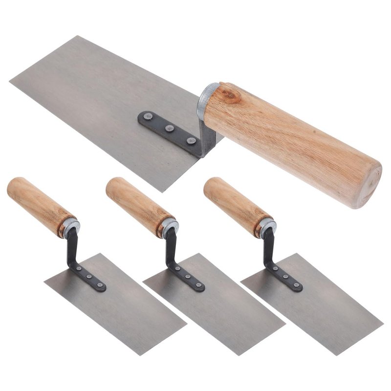 POPETPOP 4 Pcs Plastering Knife Set Stainless Steel Masonry Trowels with Wood Handle Concrete Finishing Trowel and Construction Spatulas for Drywall Plaster Paint Scraping