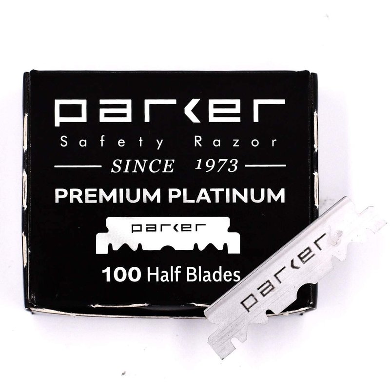 Parker Safety Razor, Premium Platinum Single Edge Razor Blades, 100 Count - For Professional Barber, Shavette and Disposable Blade Straight Razors