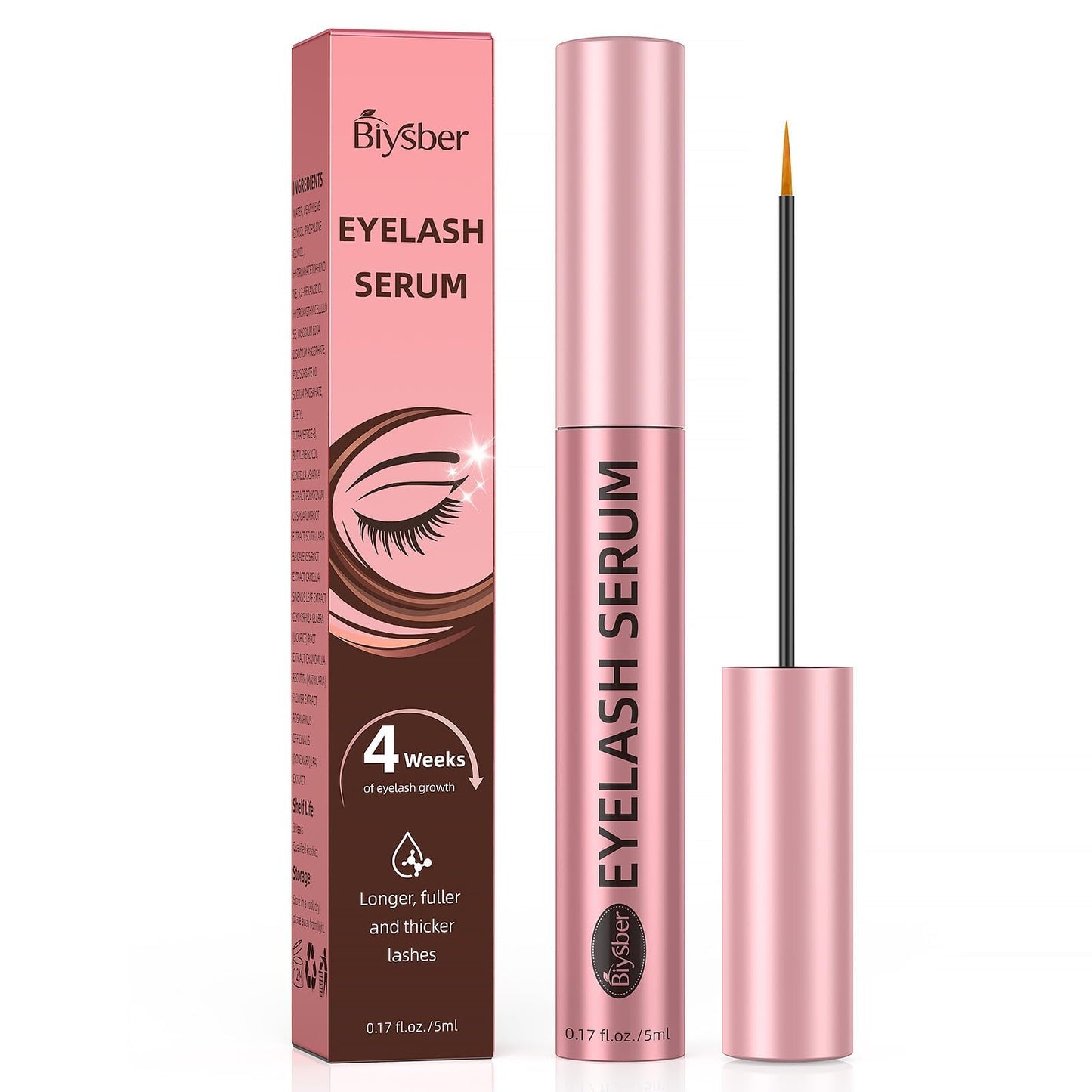 Lash Serum for Eyelash Growth: Premium Eyelash Growth Serum with Advanced Formula to Boost Longer Fuller and Thicker Lashes and Eyebrows - Gentle & Vegan for Sensitive Eyes