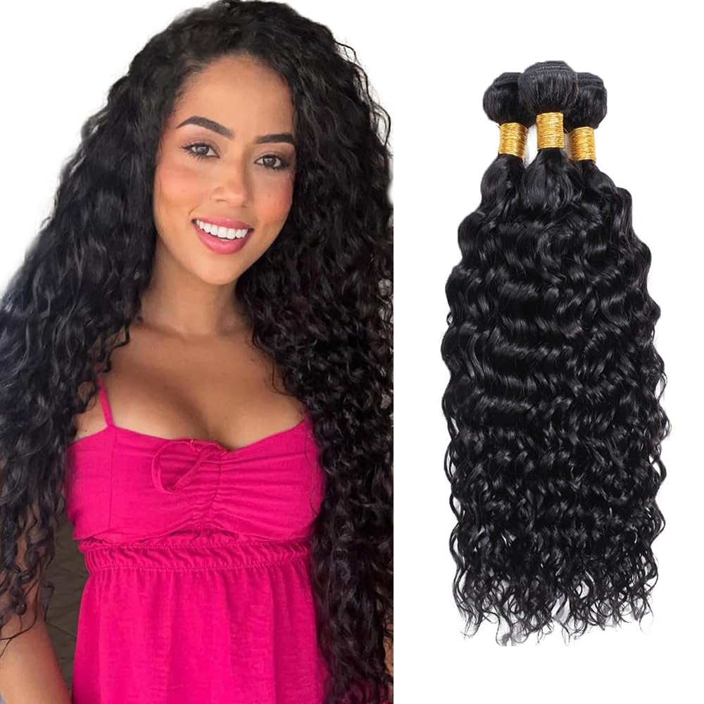 28 30 32 inch Wet and Wavy Bundles Human Hair #1B Water Wave Bundles WuvuSnm Brazilian 8A Human Hair Bundle 150g