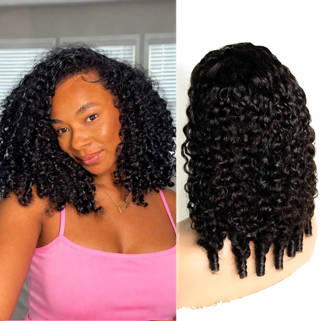 Burmese Curly 3 In 1 Half Wig - 250% Density Glueless Human Hair | 16-Inch Seamless Flip for Women