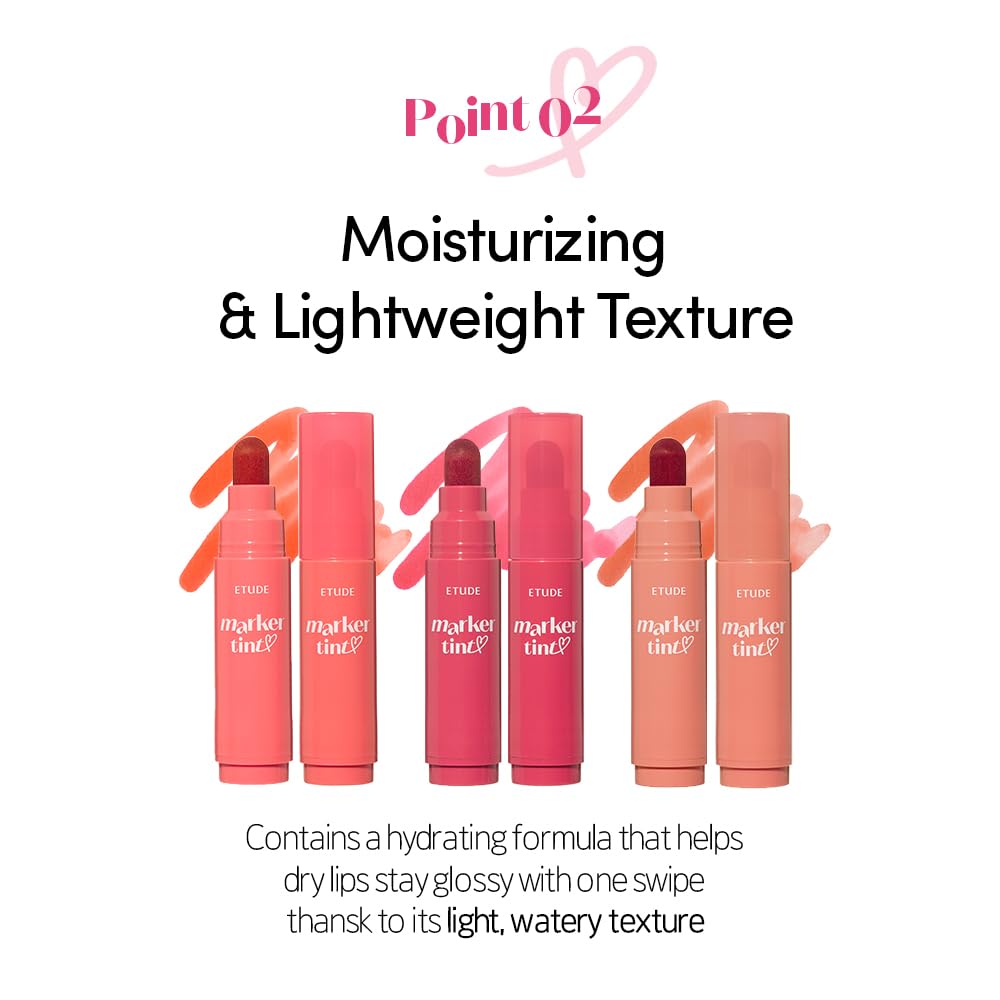 Dear Darling Marker Tint - Hydrating Long Lasting Lip Stain #5 Pink Tangerine (5g) | High Pigment Kbeauty Lip Tint