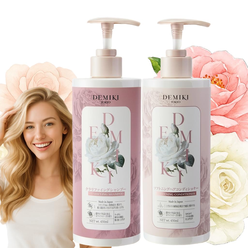 **Japanese Shampoo and Conditioner Set - Sulfate & Paraben Free for Oily Hair | 32oz Rose Scent**
