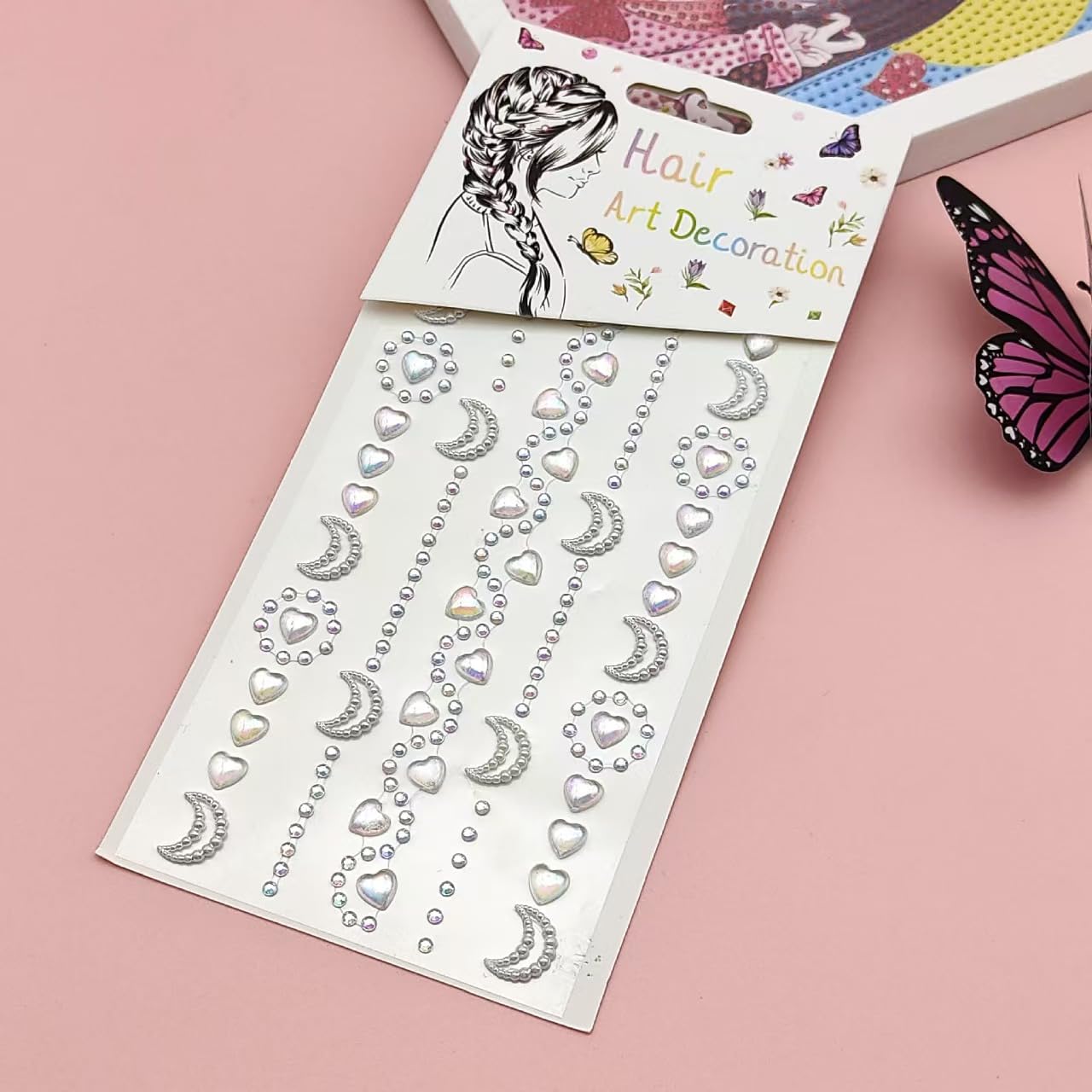 Hairdressing Decoration Diamond Stickers -5 Self Adhesive Sparkling Gemstone Stickers (Love/Moon/Star) Suitable for Facial Hair, Nail Art, Party, Festival DIY Decoration