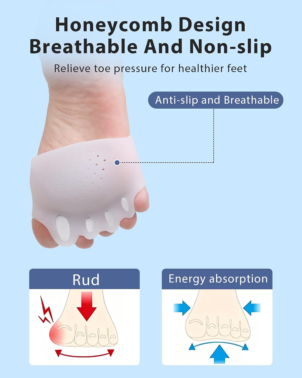 Silicone Toe Separators - Bunion Corrector & Toe Straightener | Soft, Breathable Cushions (4 Pairs)