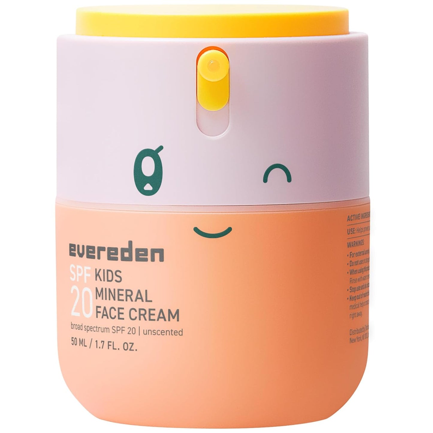Evereden Kids Mineral Face Cream SPF 20 - Dermatologist-Tested Moisturizer with Vitamin B5 & Zinc Oxide | Fragrance-Free, Vegan