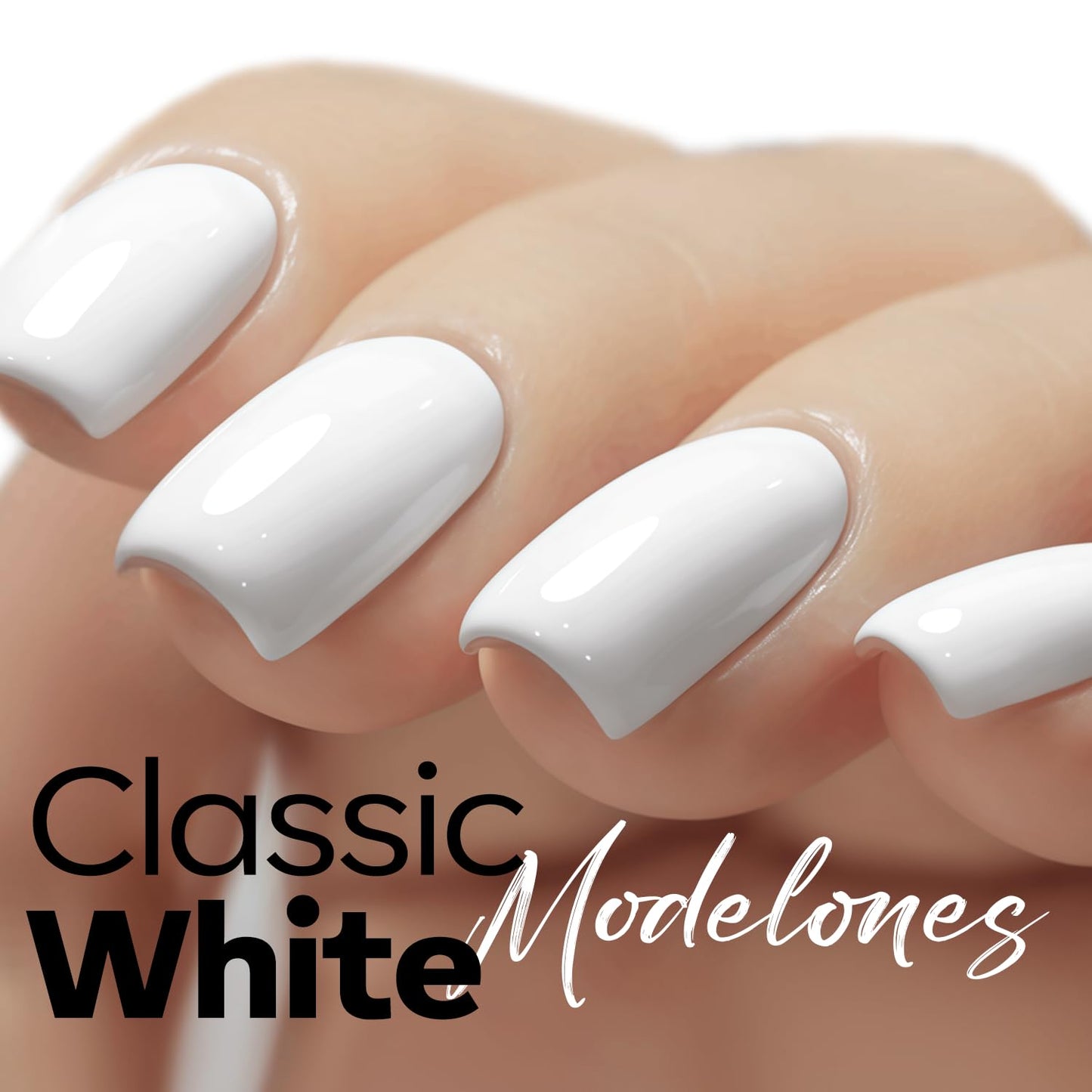 White Gel Nail Polish - Soak Off Solid Pastel UV Formula for DIY Manicure | 15 ML