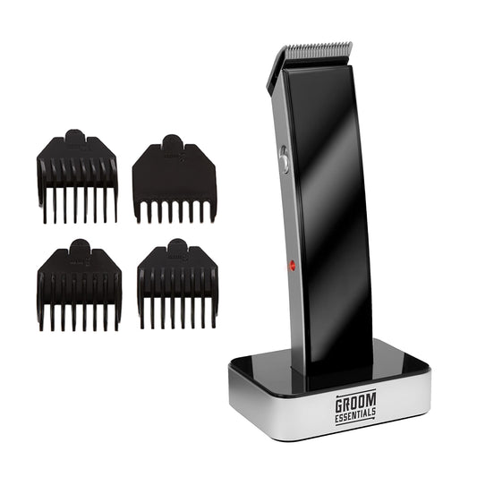 CHARGEWORX Beard & Hair Trimmer for Men, Rechargeable Cordless Grooming Kit with 4 Guide Combs (3–12mm), Stainless Steel Precision Blades, Mustache & Beard Trimmer with Charging Base
