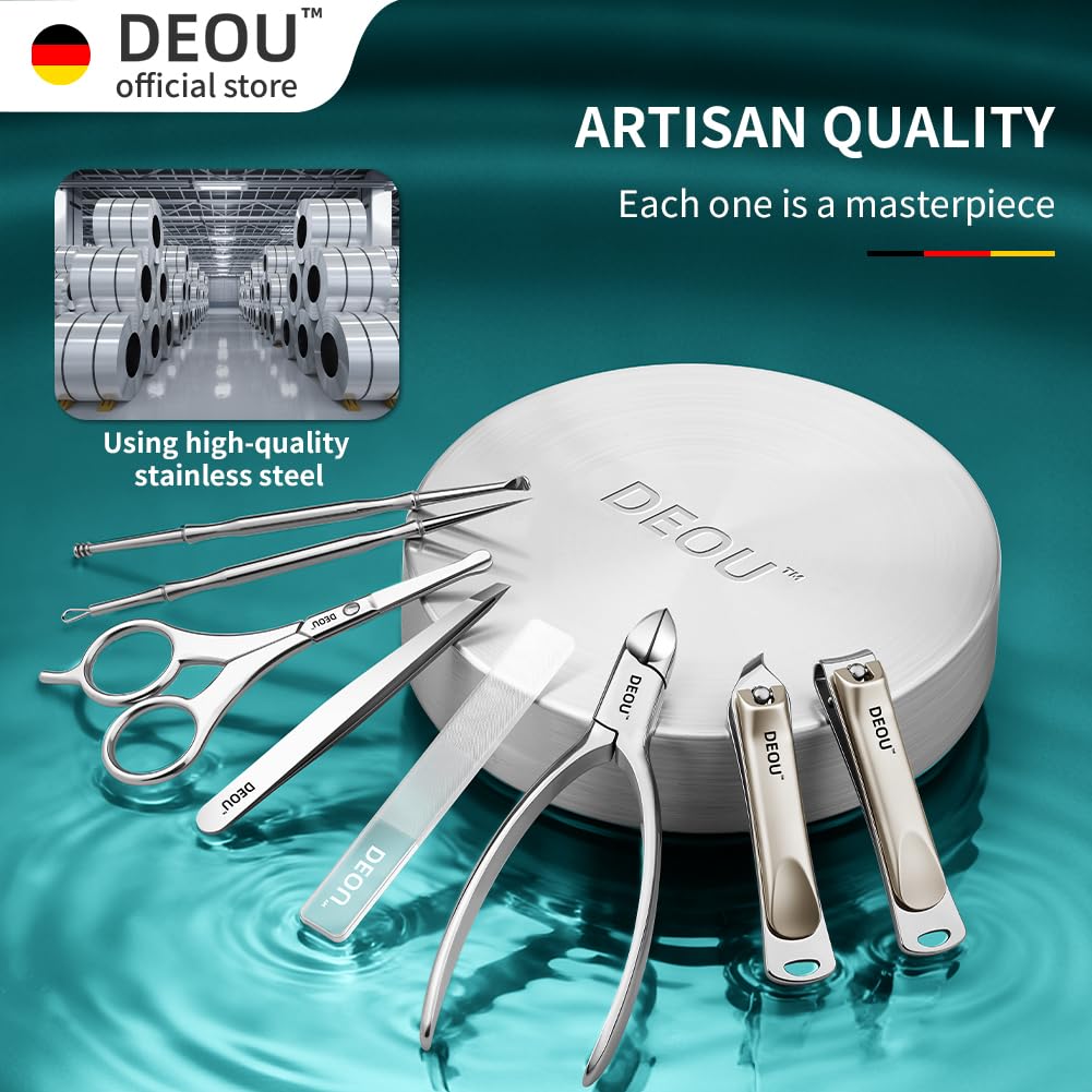 Premium Manicure Set - 8 in 1 Stainless Steel Grooming Kit | Luxury Leather Case for Travel & Home