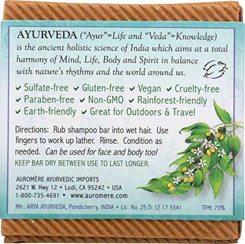 Auromere Ayurvedic Neem & Tulsi Shampoo Bar - All-in-One Soap, 2 Pack