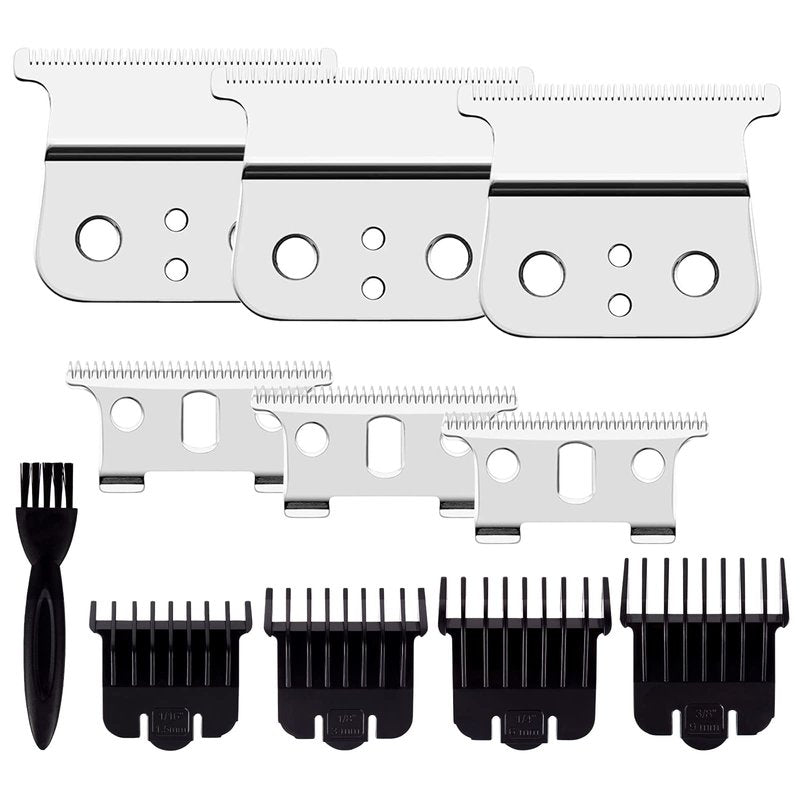 3 Pack T Outliner Replacement Blade Compatible with Andis GTX/GTO Trimmer, Hair Clipper T Blade (Silver Steel + Silver Steel)