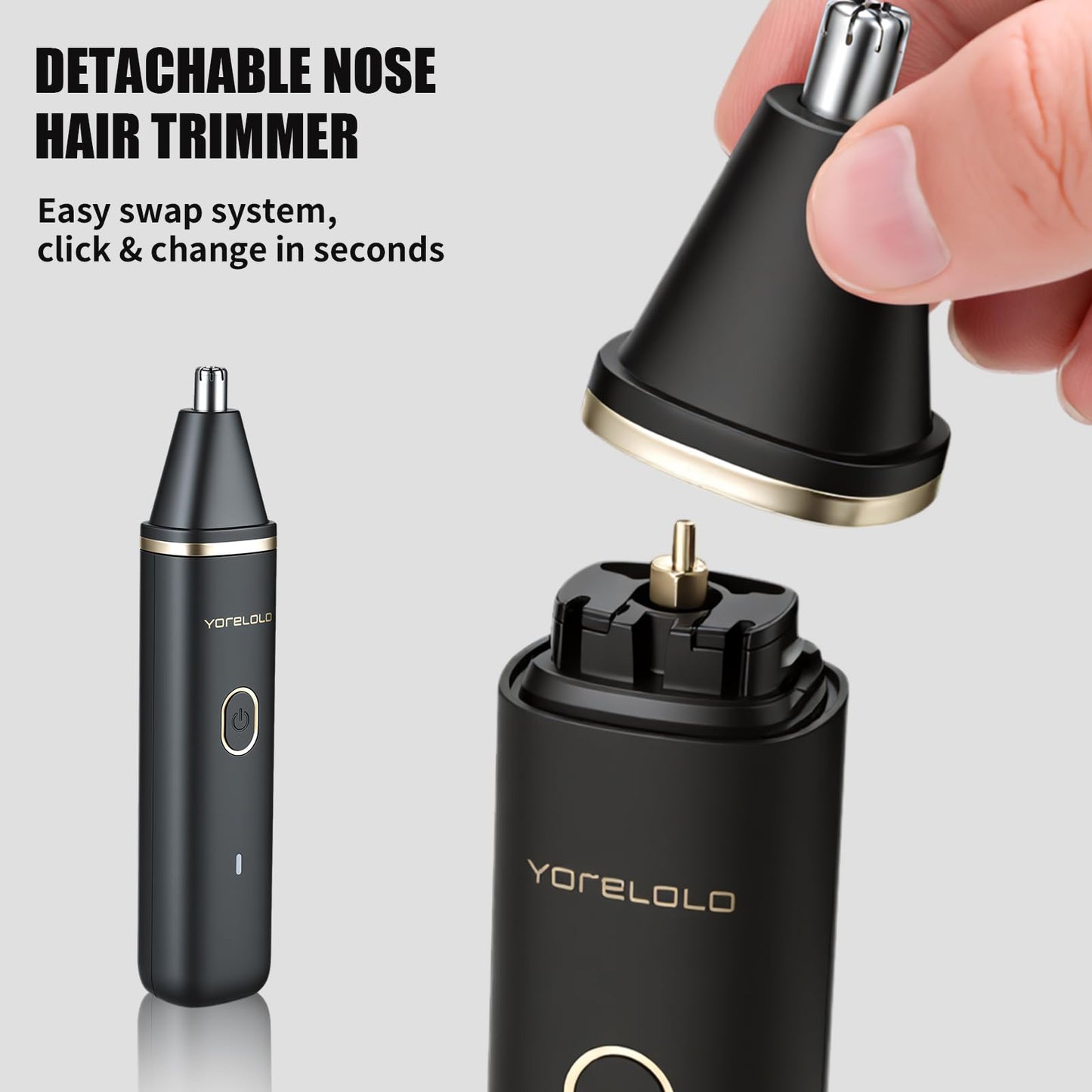 Yorelolo Manscape Body Hair Trimmer for Men, 2-in-1 Pubic Shaver with Ceramic Blade, Replaceable Heads Ball Razors with USB Fast Charging, 90 Minutes Shaving, Ideal Valentine or Birthday Gift