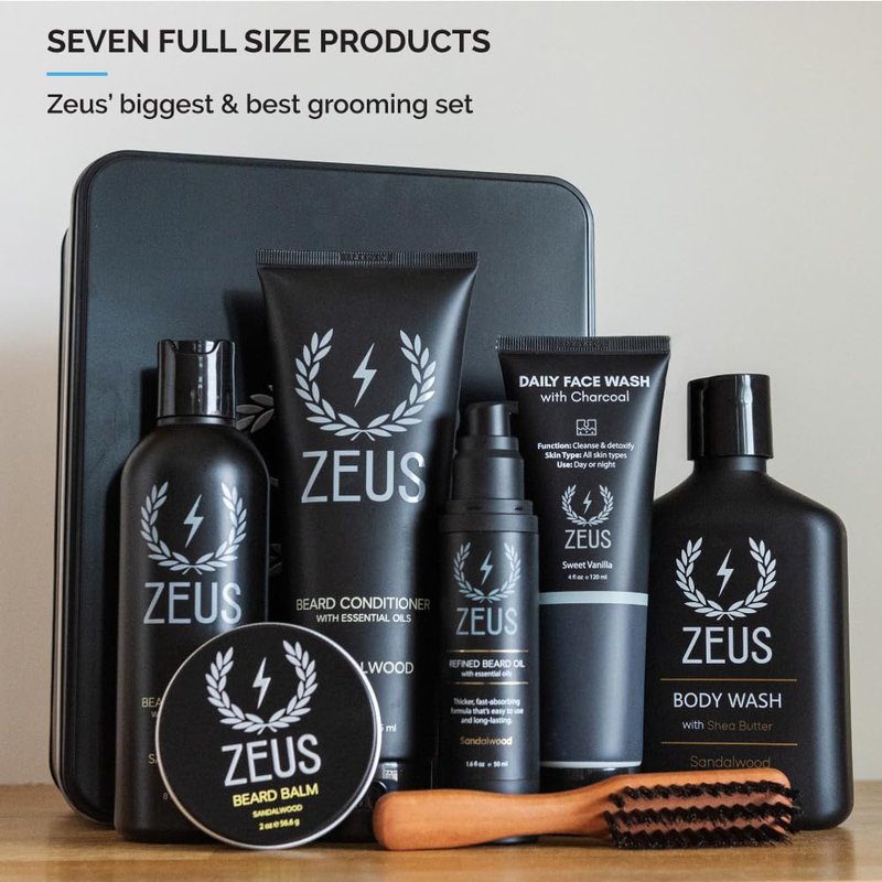 ZEUS Ultimate Beard & Body Care Kit for Men – Complete Premium Grooming Set with Skin & Beard Care Essentials, Perfect Gift for Him