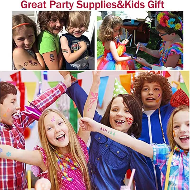 Temporary Glitter Tattoo Kit for Kids & Adults - 24 Colors & 187 Stencils