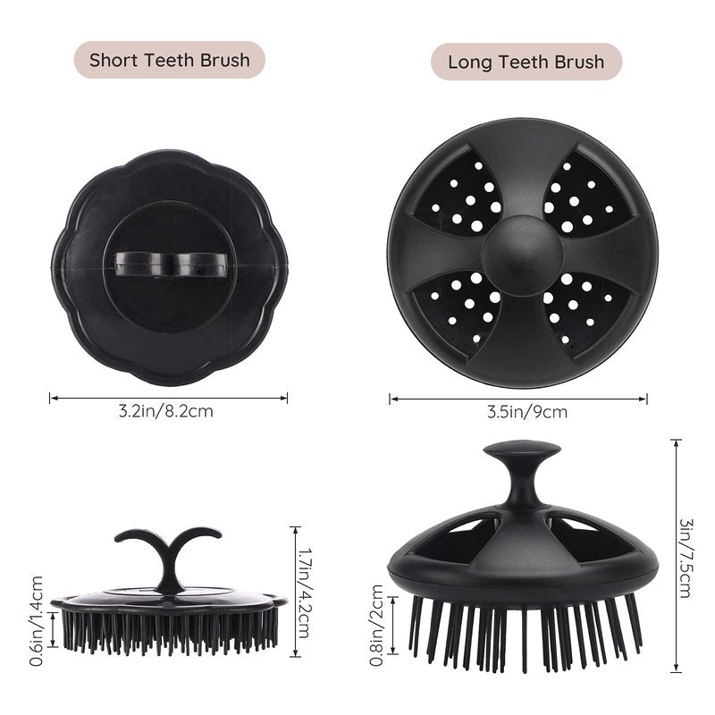 Segbeauty Shampoo Brush, 2 pcs Scalp Massage Floriated Shower Comb Long Short Teeth Set for Curly Hair, Scalp Massage Brush for Hair Growth Beard Brush Pet Grooming Wet Dry Hair Care Brushes Black