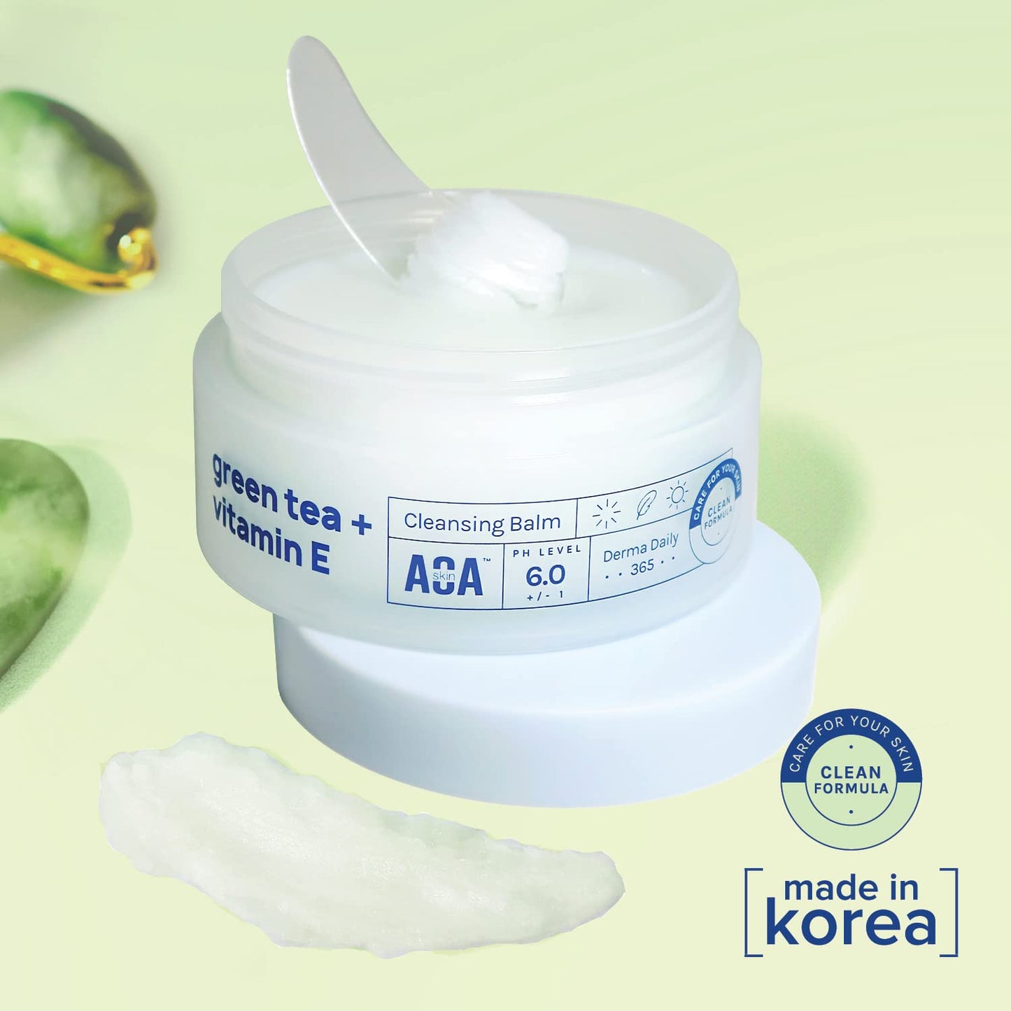 AOA STUDIO Green Tea & Vitamin E Cleansing Balm, Waterproof Makeup Remover, Oil Based Makeup Remover, K beauty Skin Care, Soothing and Brightening for All Skin Types, 3.38 Fl Oz, 100 ml