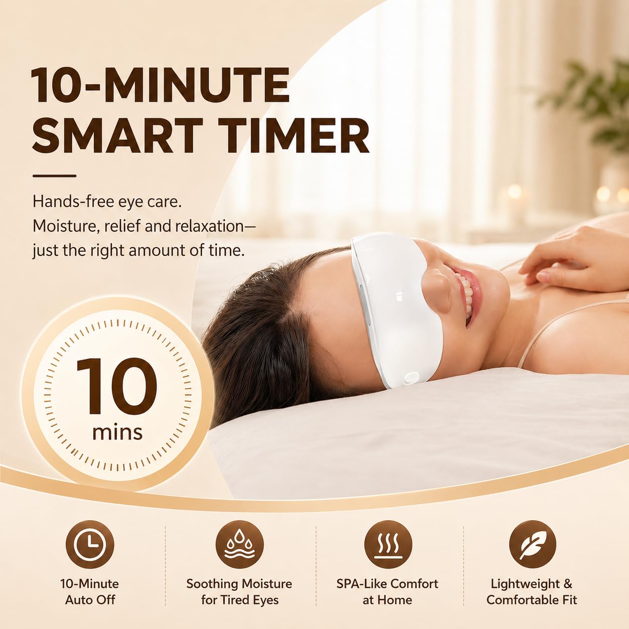 Beminda Steam Eye Therapy - Adjustable Steam Eye Mask for Dry Eyes - Smart Nano Mist Eye Steamer with Heat for Moisturizing & Relief - Cordless & Portable Eye Spa (1PCS)
