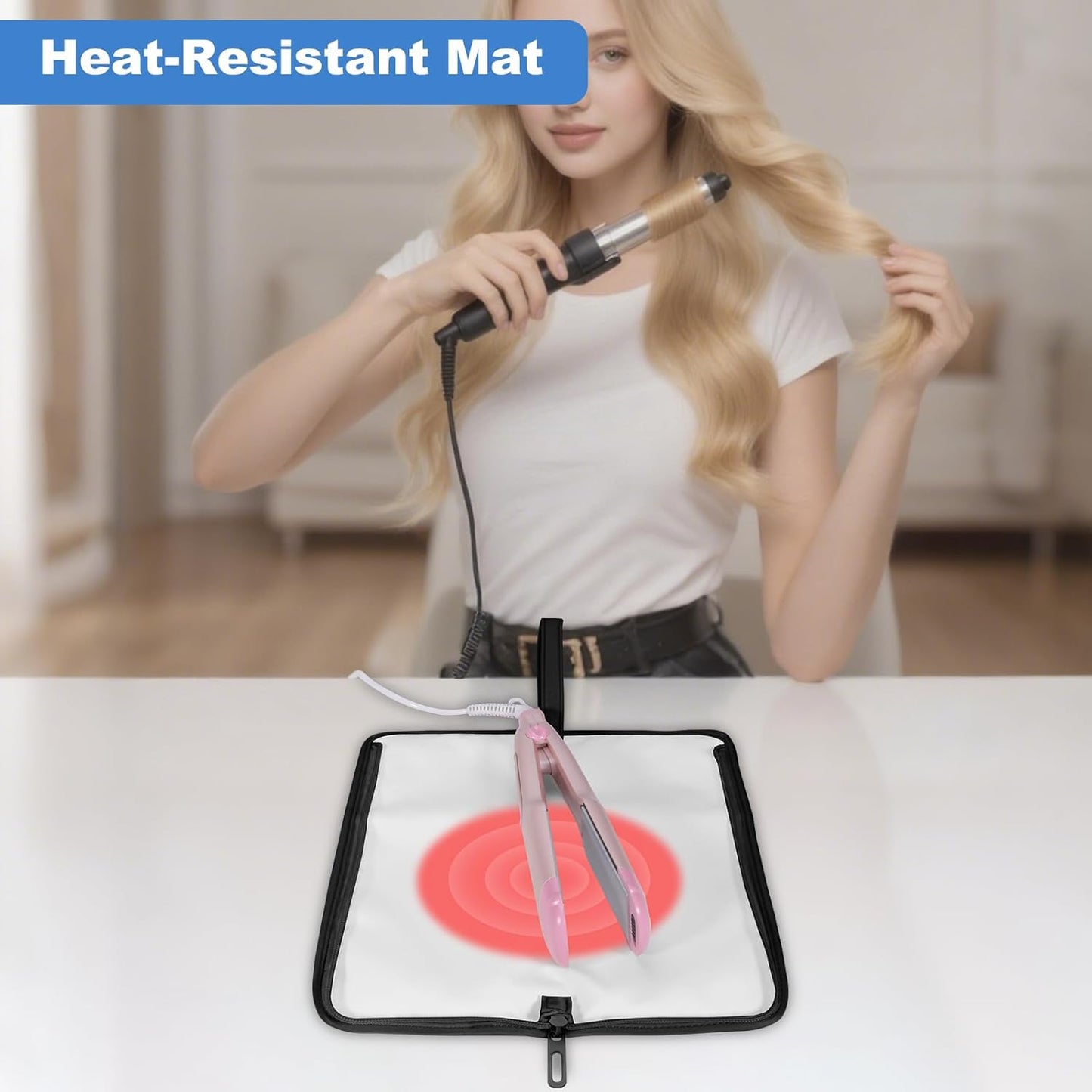 Heat Resistant Hair Tools Organizer - Portable Travel Bag for Curling Irons & Straighteners | Black
