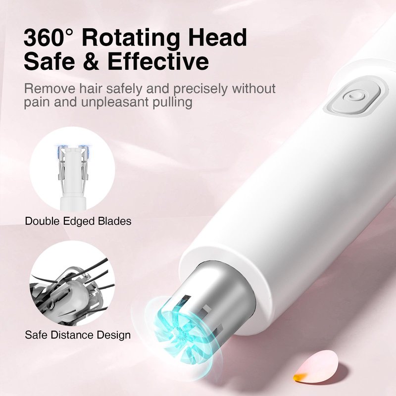 TOUCHBeauty Nose and Ear Hair Trimmer for Women Men, 2-in-1 USB-C Rechargeable Eyebrow Trimmer & Facial Hair Removal, Waterproof Dual-Edge Nasal Hair Clipper with Storage Case(White)