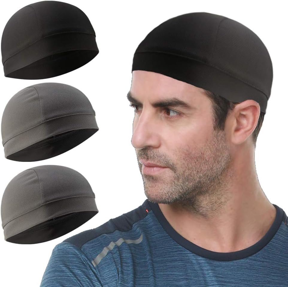 Cooling Skull Cap - 3 Pack Sweat-Wicking Helmet Liner for Cycling & Running | Unisex