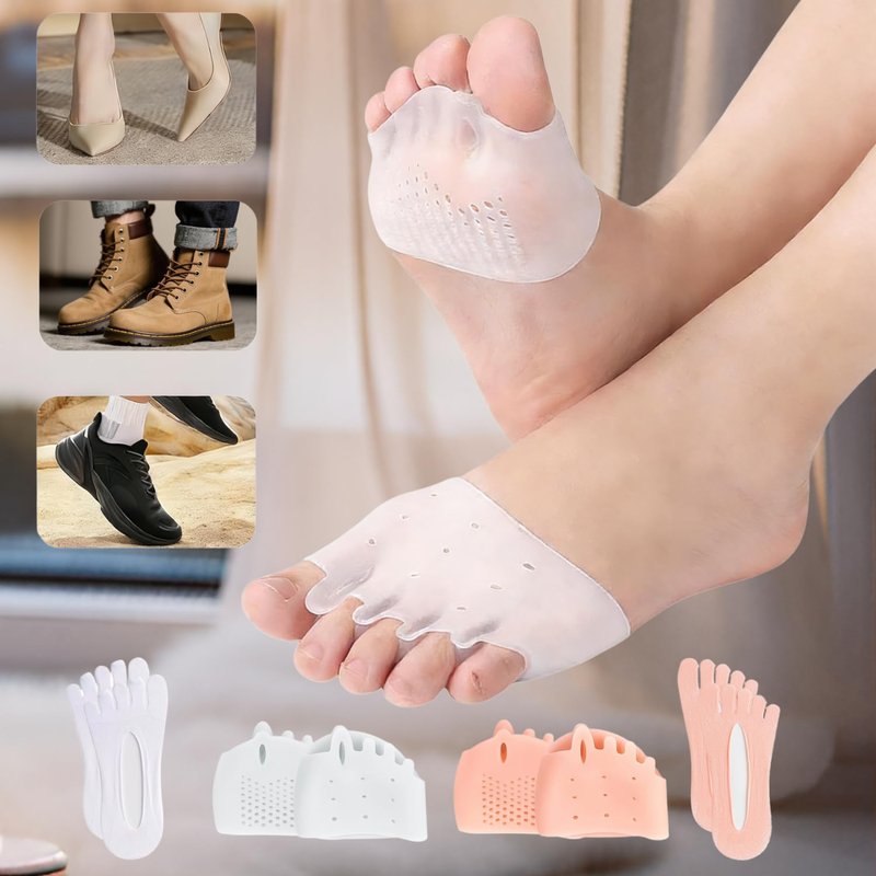 Toe Separators for Women - Gel Cushions for Ball of Foot Relief | 2 Pairs Silicone Pads & Socks