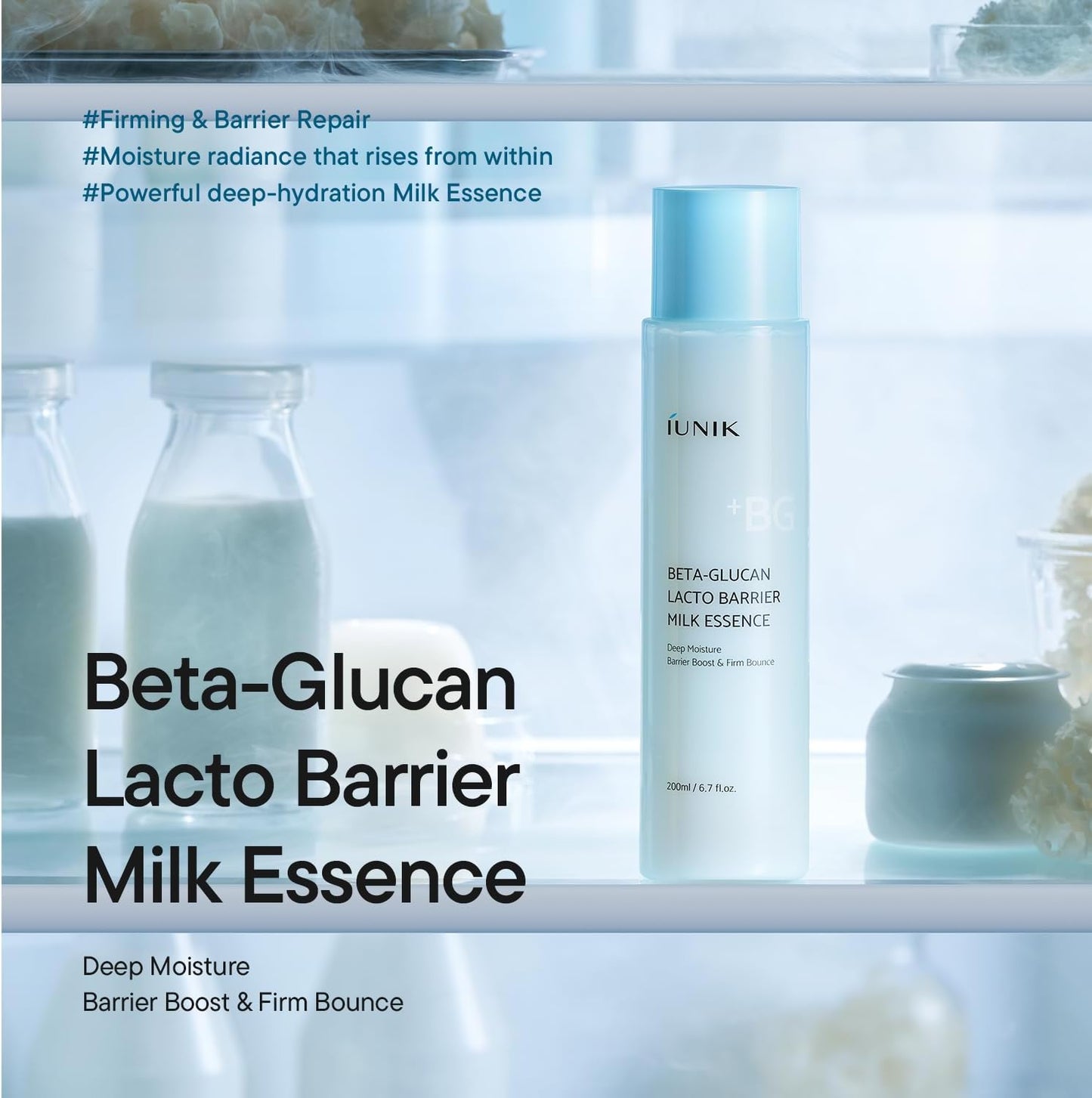 IUNIK Beta-Glucan Milky Toner Essence - Deep Hydration & Skin Barrier Care | 200ml / 6.7 fl oz