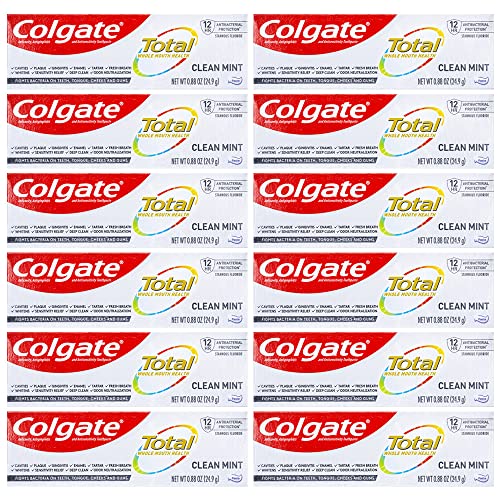 Colgate Total Toothpaste Clean Mint Travel Size Pack of 12 - 0.88 oz