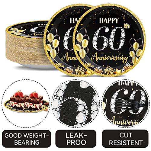 60th Wedding Anniversary Paper Plates - 48 Disposable Dessert Plates