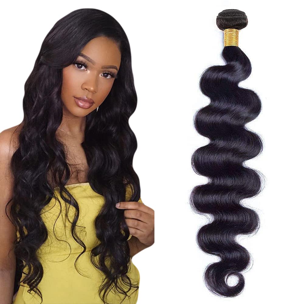 28 Inch Body Wave Bundles Body Wave Bundles Human Hair LadrXadr Black Human Hair Bundle Unprocessed Natural Black Color 1B Bundle 50g