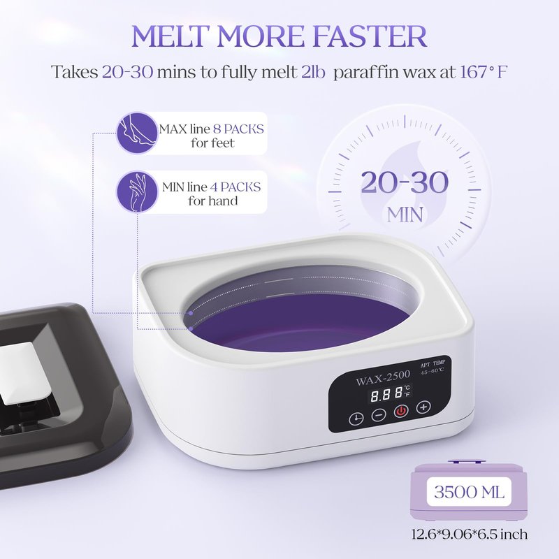 Paraffin Wax Machine for Hands and Feet–Paraffin Wax Warmer with Auto-Timer and Keep Warm Mode, Paraffin Wax Bath Moisturizing Kit for Arthritis, Skin Hydration, Relax Muscles-White