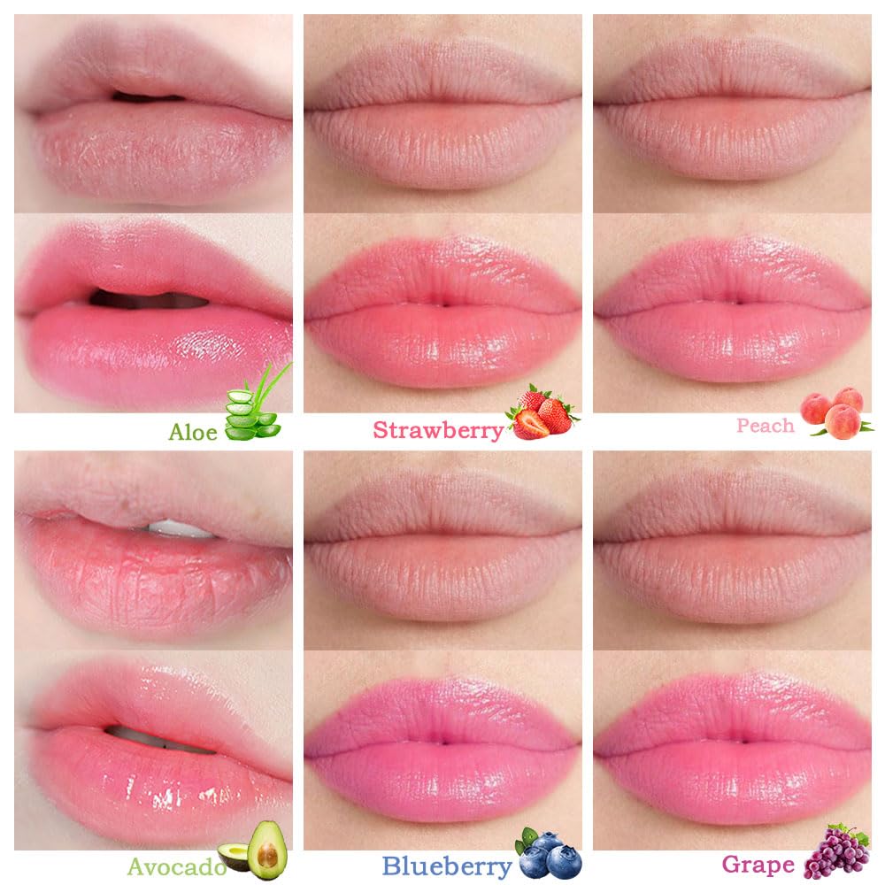 Peach Color Changing Lipstick - Long Lasting Waterproof Lip Stain | Moisturizing Lip Balm Set (6 Pcs)