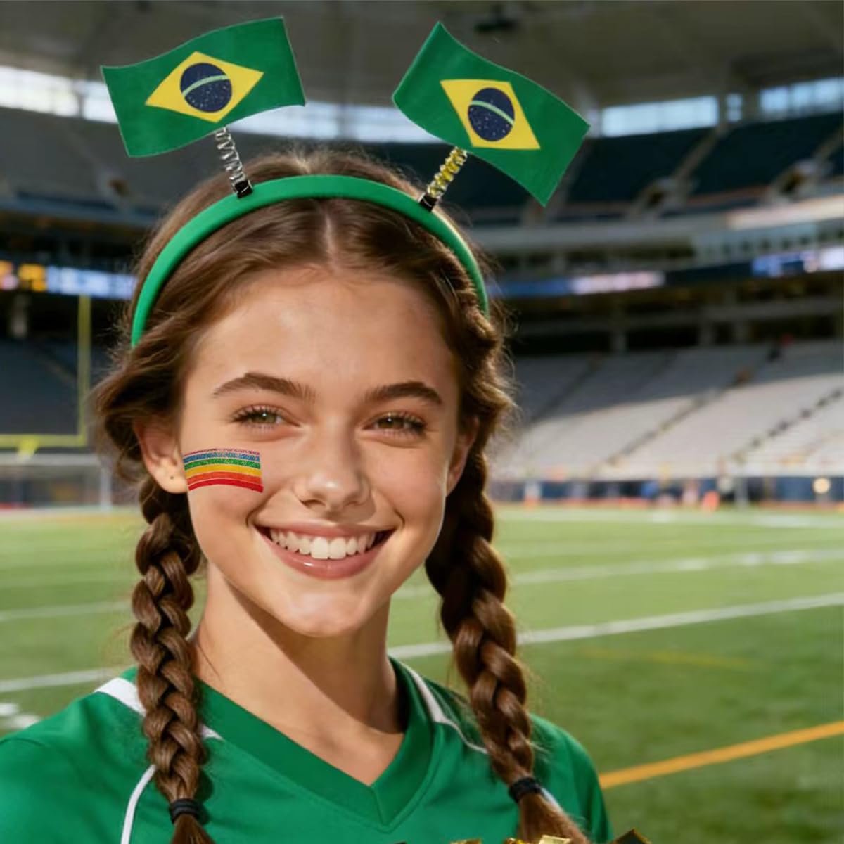 Brazilian flag flag headband and facial painting set Football fan headband for football parties Headwear accessories