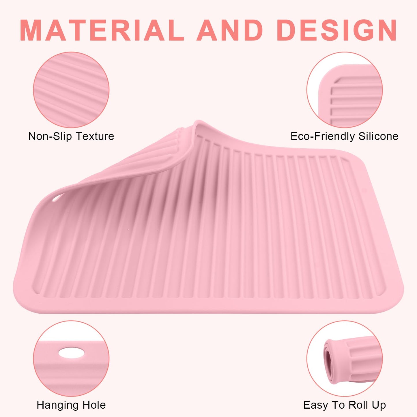 WRORUNER Oversize Silicone Heat Resistant Mat, Professional Hair Tools Mat for Curling Irons, Flat Irons, Hair Straighteners, Portable Travel Hot Tool Pad Cover with Velcro(14.2" x 11.0")