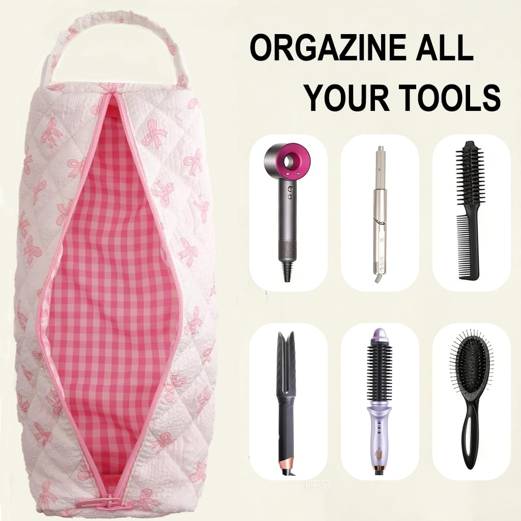VBWEOI Hair Tools Organizer Bag, Portable Hair Tools Travel Bag for Curling Irons, Flat Irons, Hair Dryers and Styling Tools, Haircare Accessories Travel Essentials