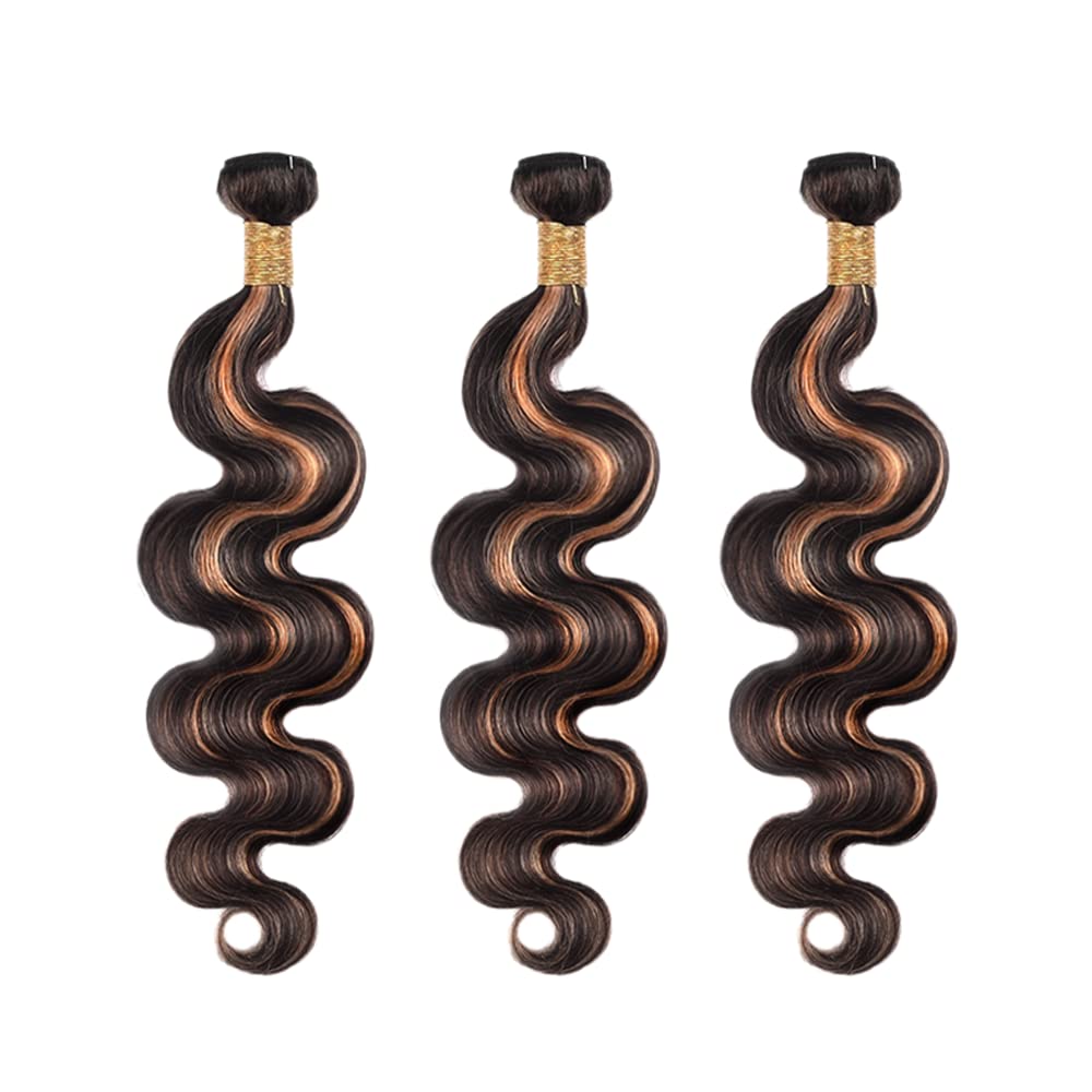 Brown Bundle Highlight Body Wave Human Hair Bundles 26 28 30 Inch Brazilian Virgin Hair 3 Bundlesa Two Tone P1B/30 Body Wave Human Hair Extensions
