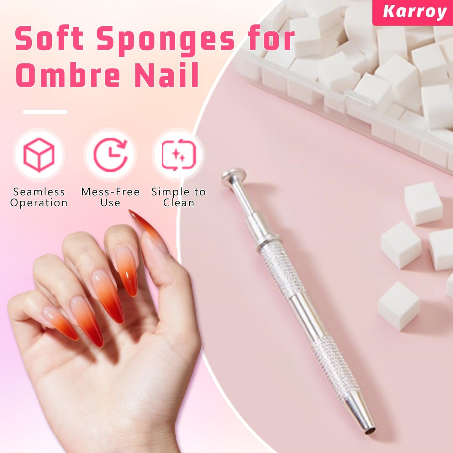 Soft Painting Sponges for Nail Gel - Professional Ombre Gradient Tools | 100PCS Set with Grabber