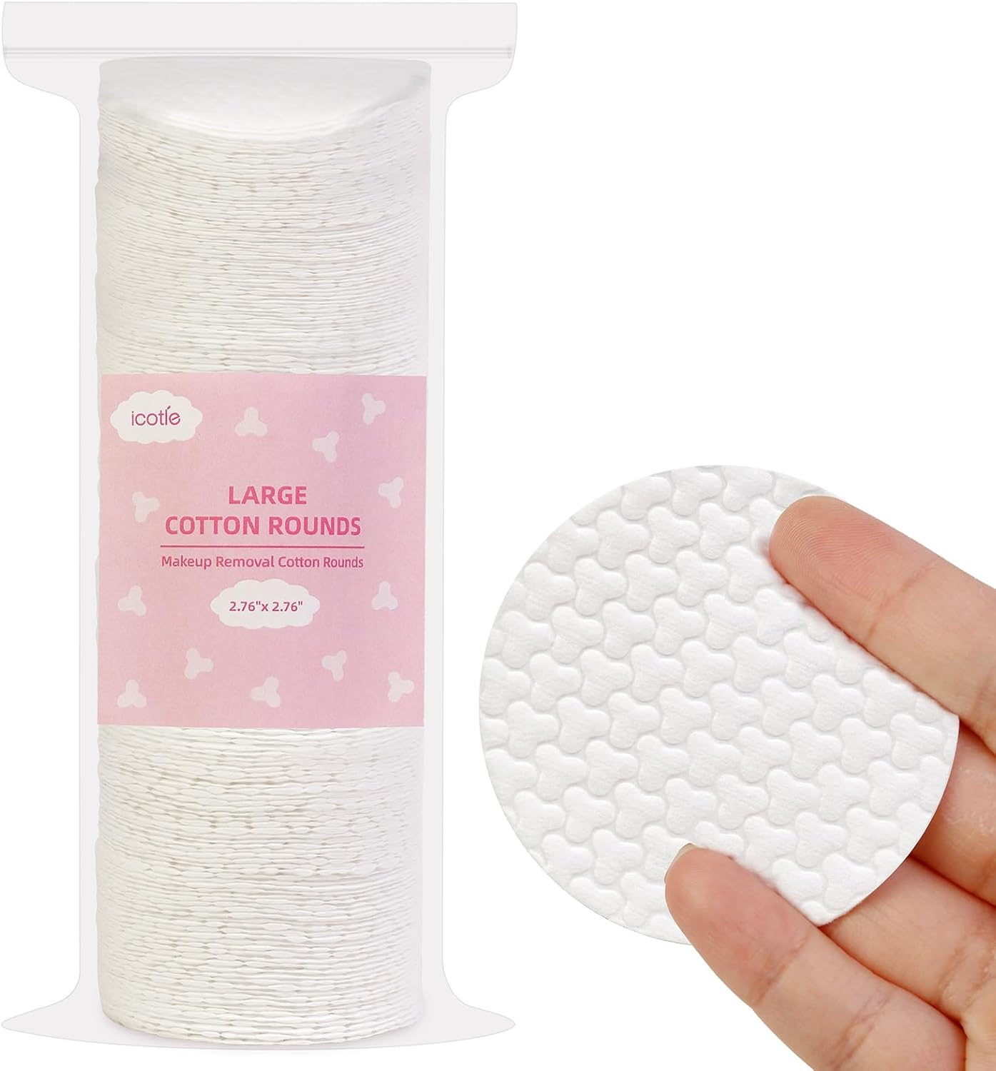 Large Cotton Rounds - 200 Count 100% Pure Cotton Pads | Soft, Dual-Sided for Makeup Removal & Skincare - 2.76 Inch Diameter