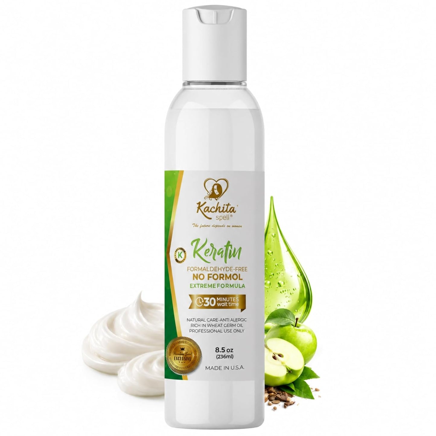 Brazilian Keratin Treatment - Formaldehyde Free Hair Straightener | 8 Fl Oz - Kachita Spell