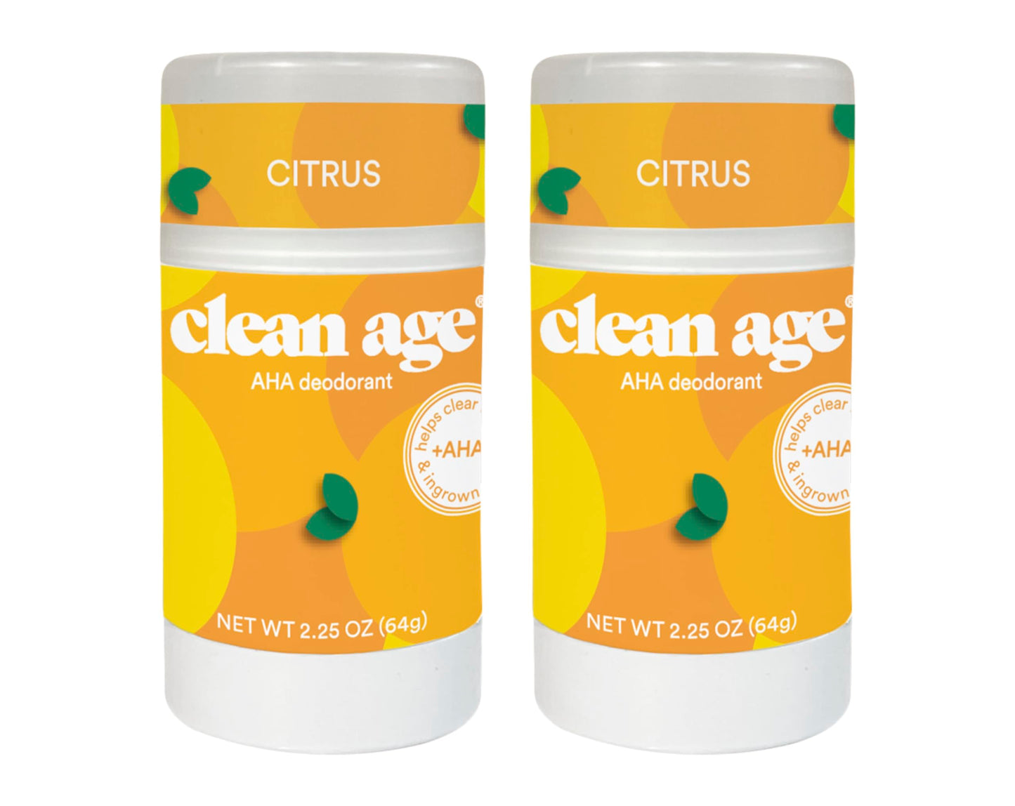 Clean Age Aluminum Free Deodorant, Citrus Scent, 2.25oz 2 Pack, Teen Deodorant for Boys and Girls, Paraben Free, No Aluminum for Sensitive Skin, With AHA Fighting Body Acne, Teen Specific Formula