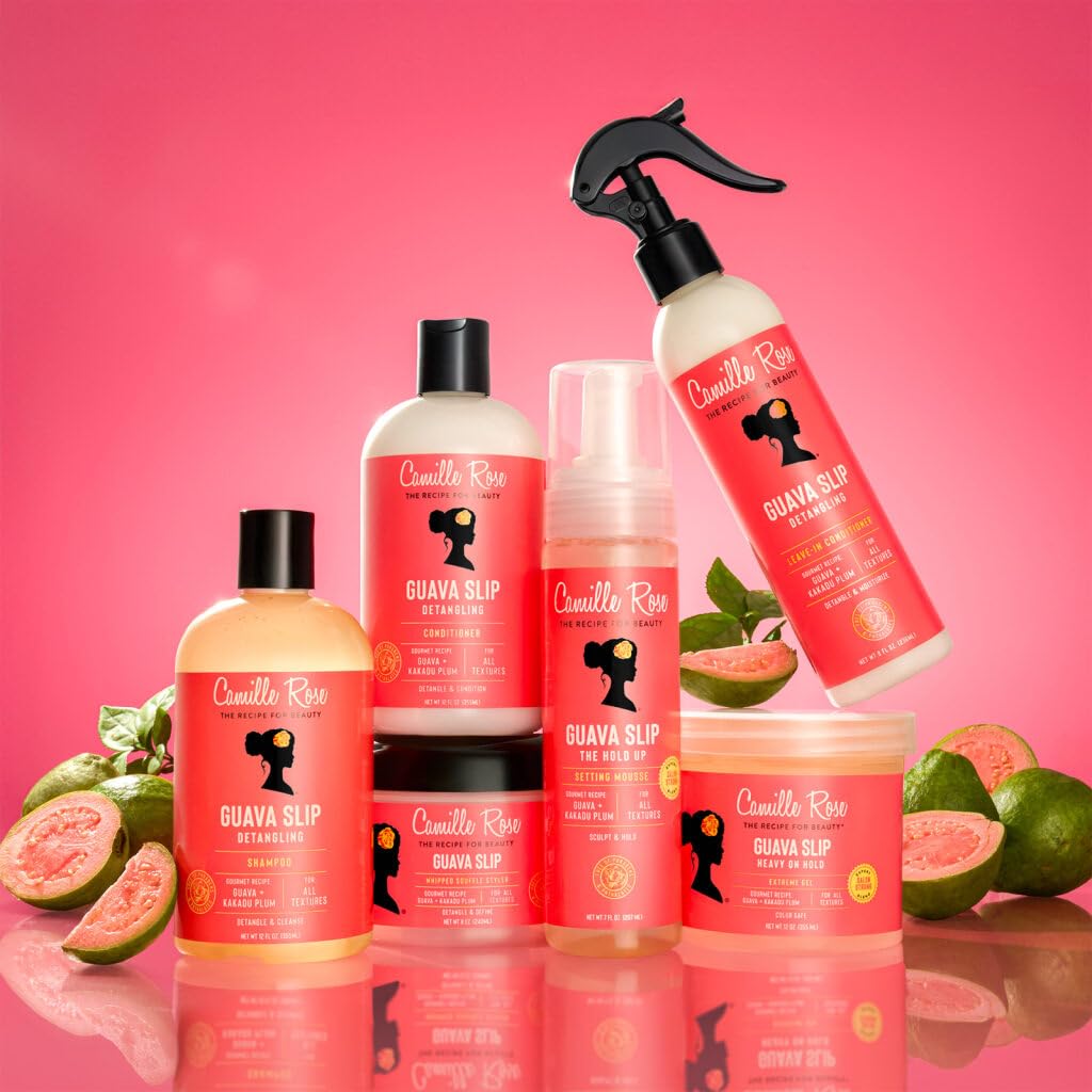 Camille Rose Guava Slip Detangling Leave In Conditioner, with Guava, Kakadu Plum and Aloe Leaf Juice to Detangle and Soften, for All Hair Textures, 8 fl oz 2 Pack